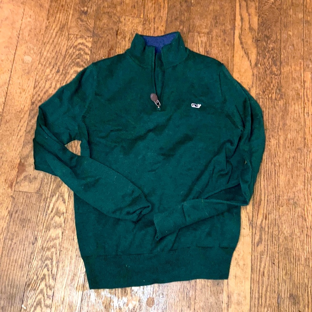 Vineyard Vines pine green quarter zip sweater